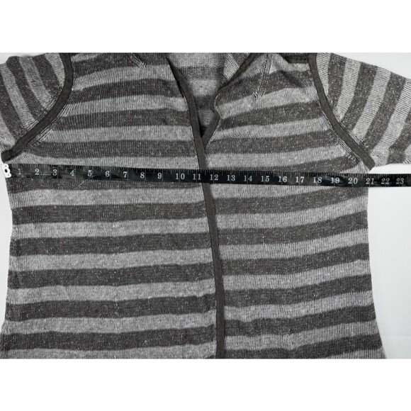 Eileen Fisher Sweater Womens Petite Large Stripe Hooded Organic Linen Cardigan - Picture 9 of 12
